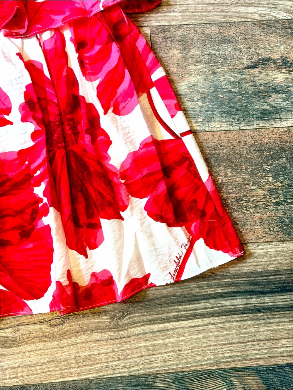 Karl Lagerfeld Paris Tiered Floral Print Red and White Maxi Dress size 6 - Picture 13 of 16